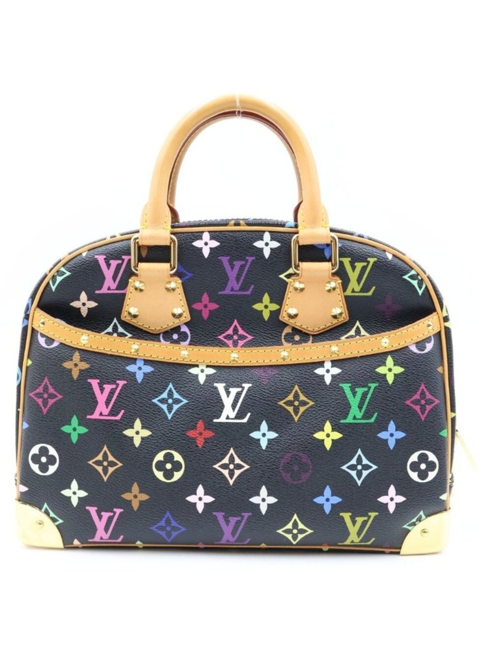 Louis Vuitton Monogram Multicolor Trouville Handbag Black Leather Gold